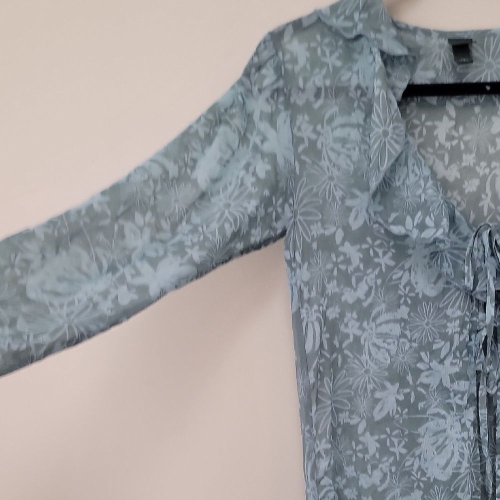 Y2k Sheer Ruffle Feminine Boho Duster Jacket Robe - Picture 5 of 11